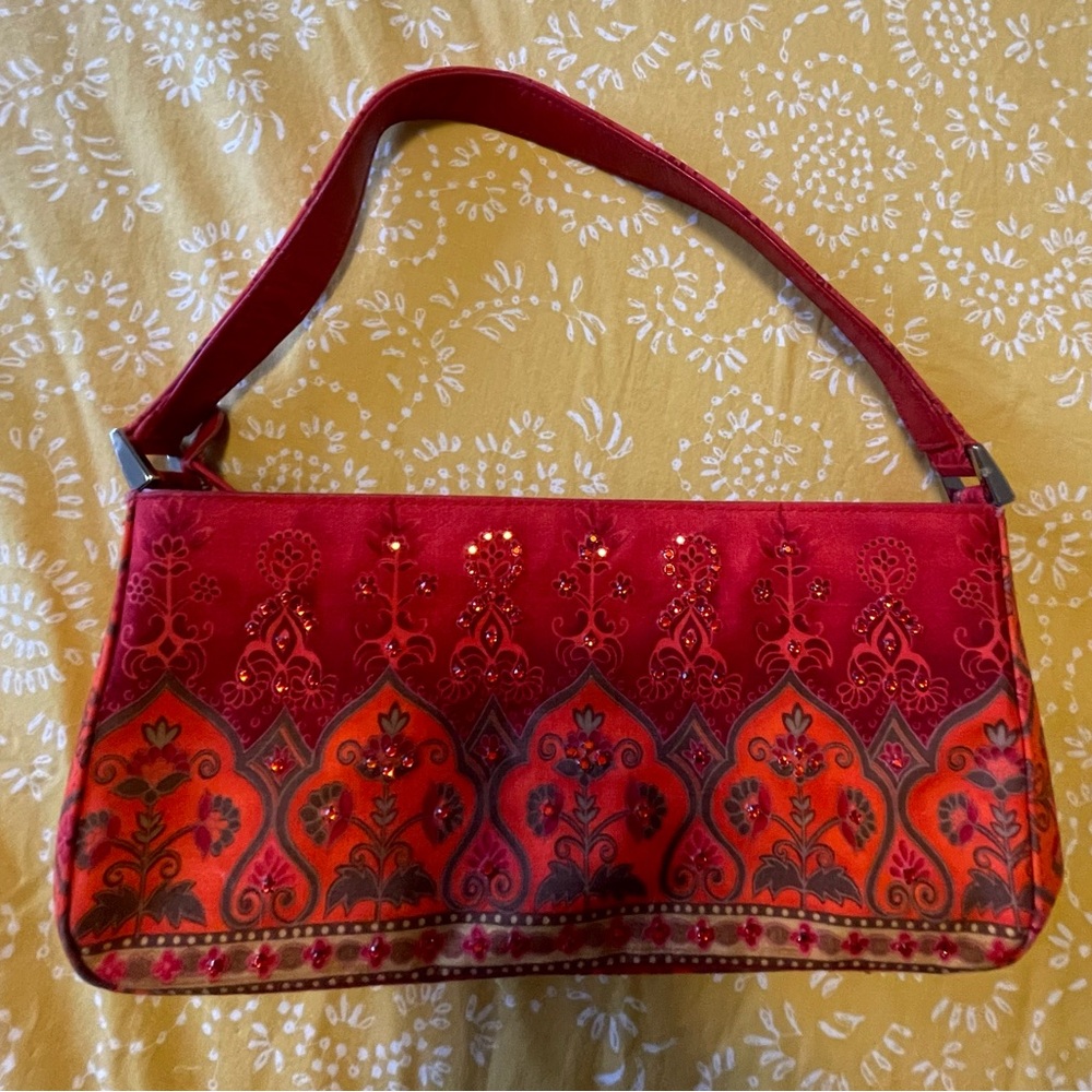 Isabella Fiore Red and Orange Small Beaded Women's Bag NWOT